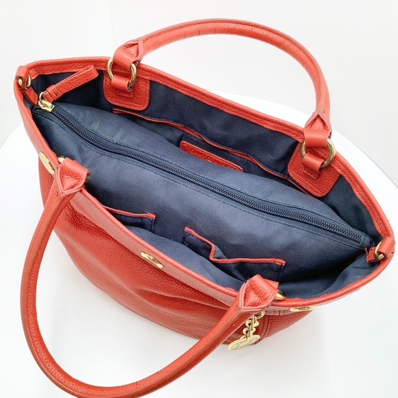 {Tommy Hilfiger} Red Leather Tote - Picture 5 of 8